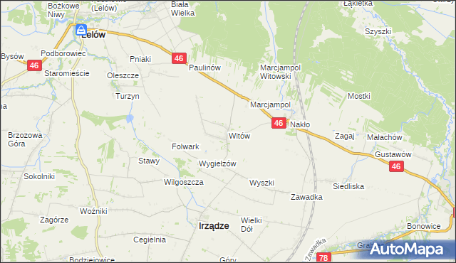 mapa Witów gmina Irządze, Witów gmina Irządze na mapie Targeo