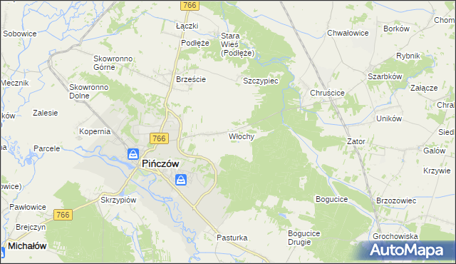 mapa Włochy gmina Pińczów, Włochy gmina Pińczów na mapie Targeo