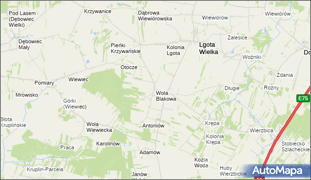 mapa Wola Blakowa, Wola Blakowa na mapie Targeo