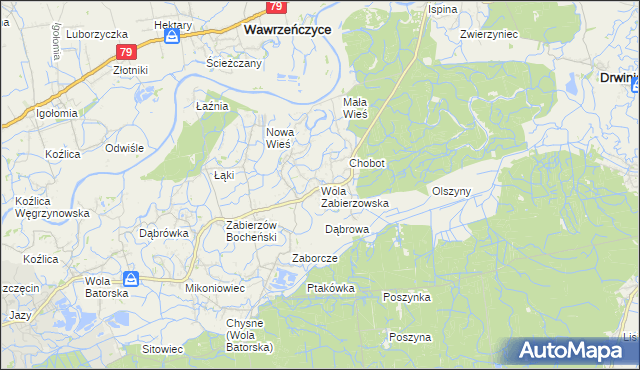 mapa Wola Zabierzowska, Wola Zabierzowska na mapie Targeo