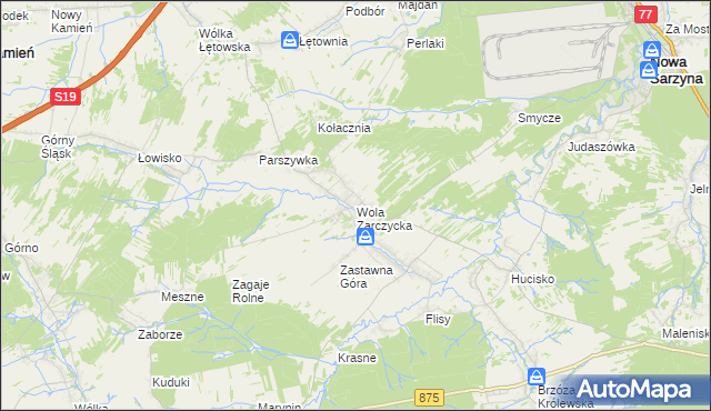 mapa Wola Zarczycka, Wola Zarczycka na mapie Targeo