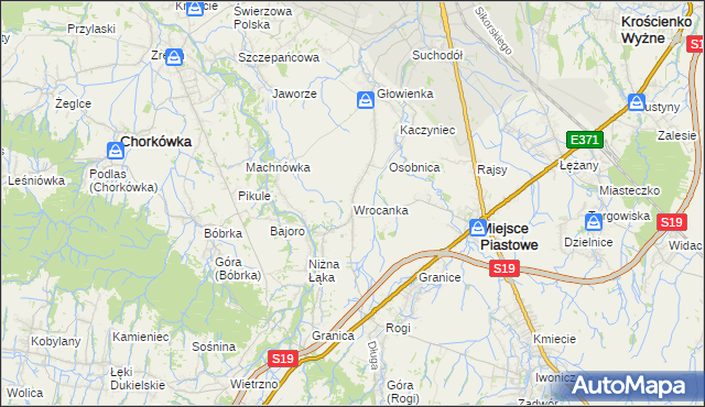 mapa Wrocanka gmina Miejsce Piastowe, Wrocanka gmina Miejsce Piastowe na mapie Targeo