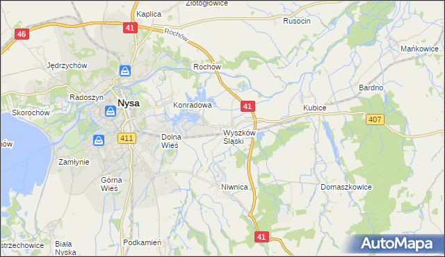 mapa Wyszków Śląski, Wyszków Śląski na mapie Targeo