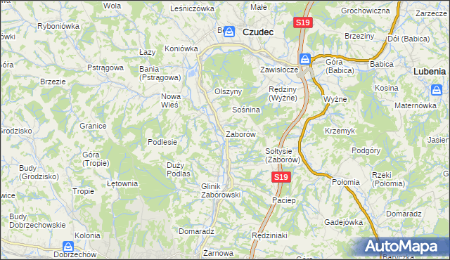 mapa Zaborów gmina Czudec, Zaborów gmina Czudec na mapie Targeo