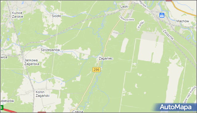 mapa Żaganiec, Żaganiec na mapie Targeo