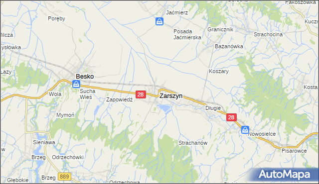 mapa Zarszyn, Zarszyn na mapie Targeo