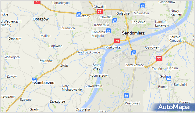 mapa Zawisełcze, Zawisełcze na mapie Targeo