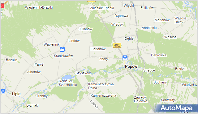 mapa Zbory, Zbory na mapie Targeo