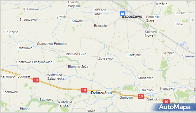 mapa Zbyszyno, Zbyszyno na mapie Targeo