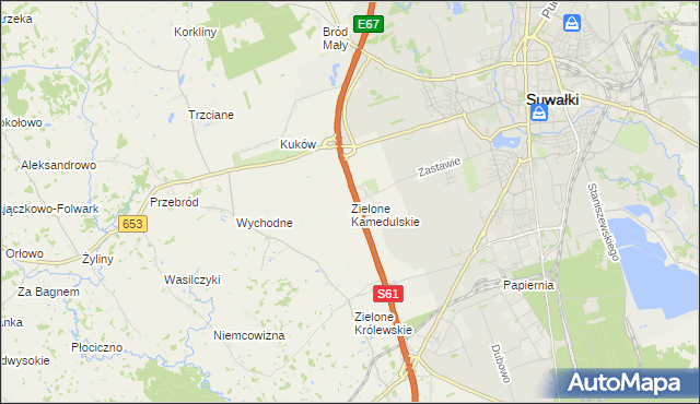 mapa Zielone Kamedulskie, Zielone Kamedulskie na mapie Targeo