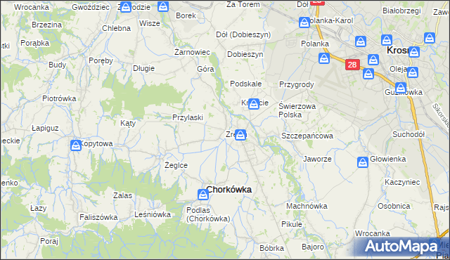 mapa Zręcin, Zręcin na mapie Targeo
