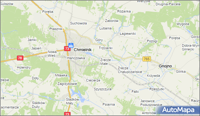 mapa Zrecze Małe, Zrecze Małe na mapie Targeo