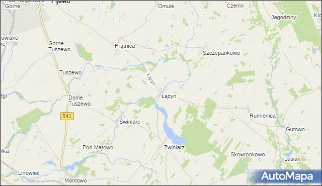 mapa Łążyn gmina Lubawa, Łążyn gmina Lubawa na mapie Targeo