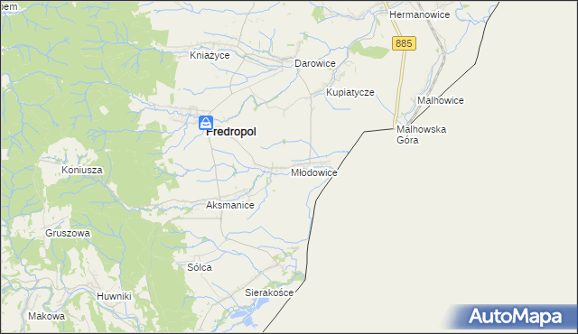 mapa Młodowice, Młodowice na mapie Targeo