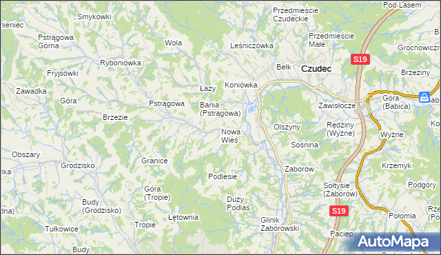 mapa Nowa Wieś gmina Czudec, Nowa Wieś gmina Czudec na mapie Targeo