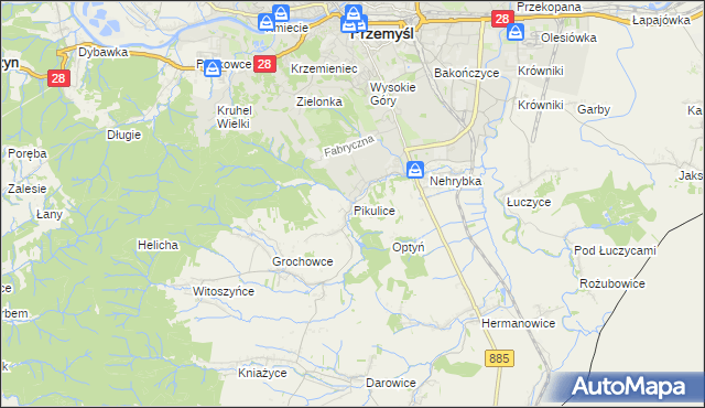 mapa Pikulice, Pikulice na mapie Targeo