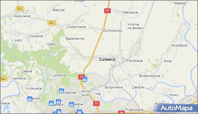 mapa Żurawica powiat przemyski, Żurawica powiat przemyski na mapie Targeo