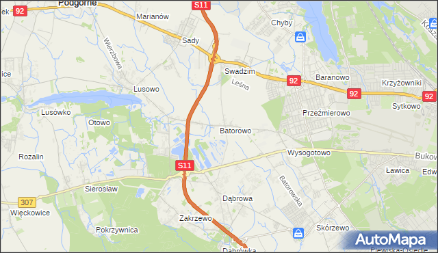 mapa Batorowo gmina Tarnowo Podgórne, Batorowo gmina Tarnowo Podgórne na mapie Targeo