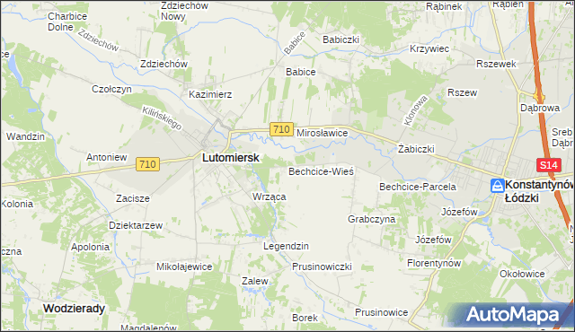 mapa Bechcice-Wieś, Bechcice-Wieś na mapie Targeo