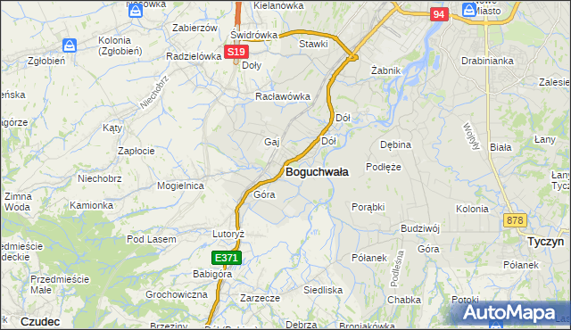 mapa Boguchwała powiat rzeszowski, Boguchwała powiat rzeszowski na mapie Targeo