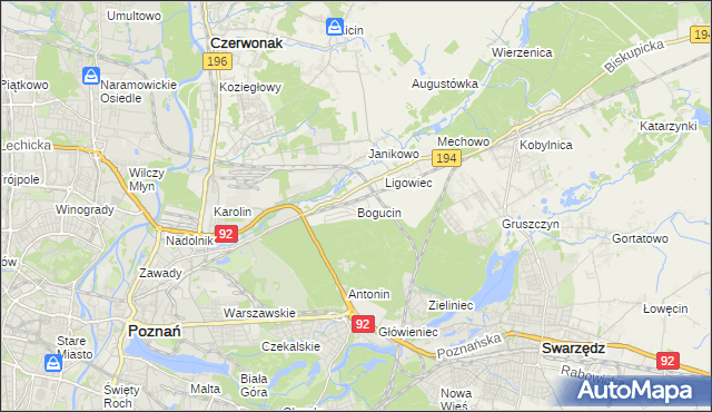 mapa Bogucin gmina Swarzędz, Bogucin gmina Swarzędz na mapie Targeo