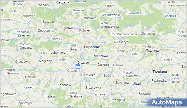 mapa Brzezowa gmina Łapanów, Brzezowa gmina Łapanów na mapie Targeo