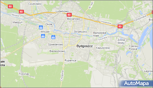 mapa Bydgoszczy, Bydgoszcz na mapie Targeo