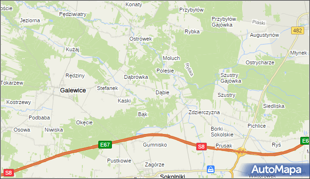mapa Dąbie gmina Galewice, Dąbie gmina Galewice na mapie Targeo