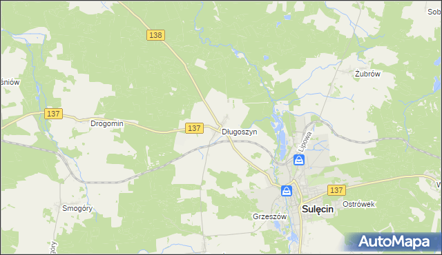 mapa Długoszyn, Długoszyn na mapie Targeo