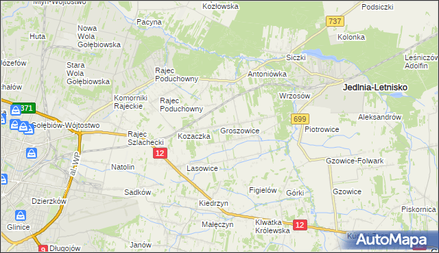 mapa Groszowice, Groszowice na mapie Targeo