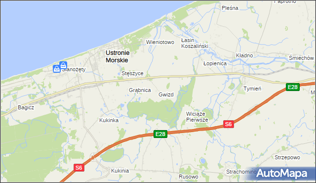 mapa Gwizd, Gwizd na mapie Targeo