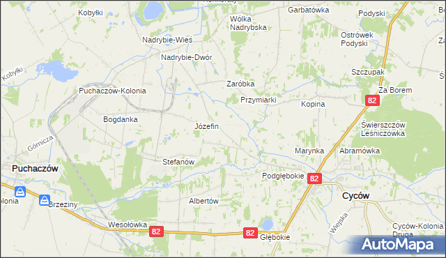 mapa Janowica gmina Cyców, Janowica gmina Cyców na mapie Targeo