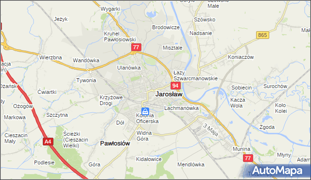 mapa Jarosławia, Jarosław na mapie Targeo