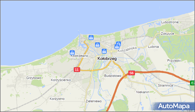 mapa Kołobrzegu, Kołobrzeg na mapie Targeo