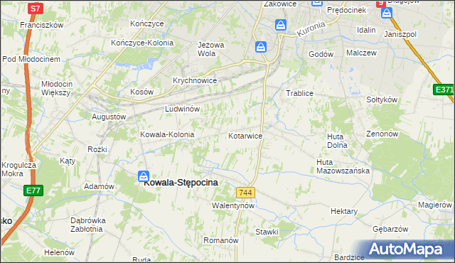 mapa Kotarwice, Kotarwice na mapie Targeo