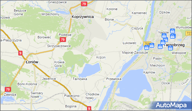 mapa Krzcin, Krzcin na mapie Targeo