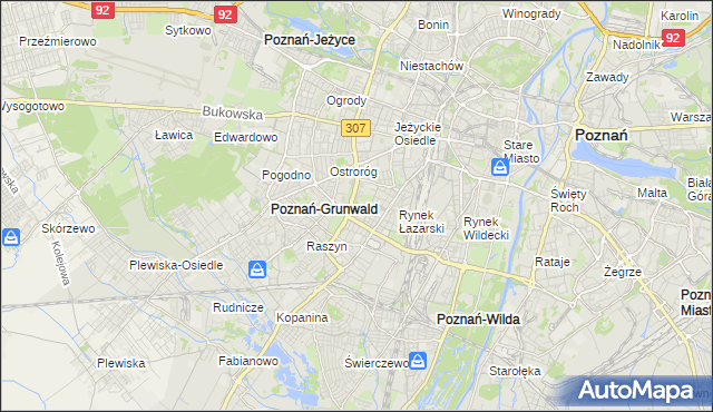 mapa Łazarz gmina Poznań, Łazarz gmina Poznań na mapie Targeo