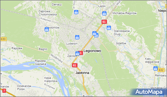 mapa Legionowo, Legionowo na mapie Targeo