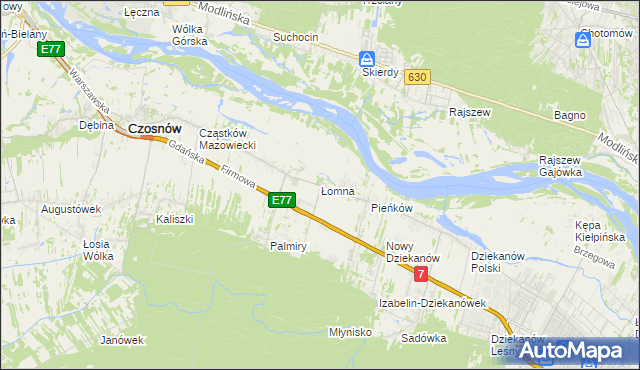 mapa Łomna gmina Czosnów, Łomna gmina Czosnów na mapie Targeo