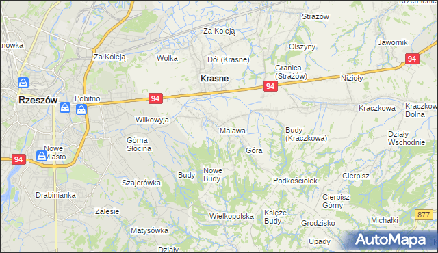 mapa Malawa gmina Krasne, Malawa gmina Krasne na mapie Targeo