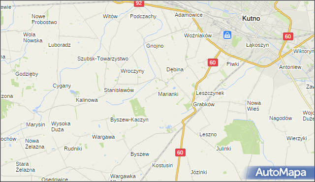 mapa Marianki gmina Kutno, Marianki gmina Kutno na mapie Targeo