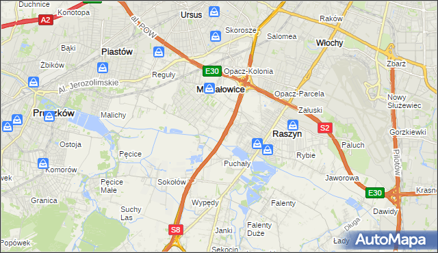 mapa Michałowice-Wieś, Michałowice-Wieś na mapie Targeo