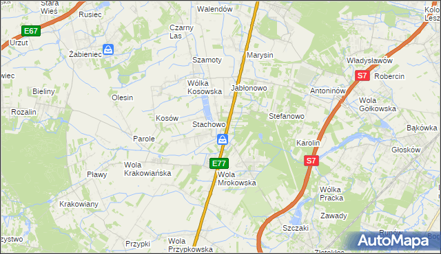 mapa Mroków gmina Lesznowola, Mroków gmina Lesznowola na mapie Targeo