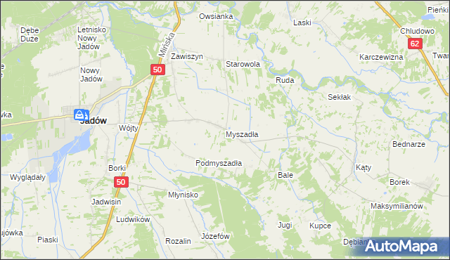 mapa Myszadła, Myszadła na mapie Targeo