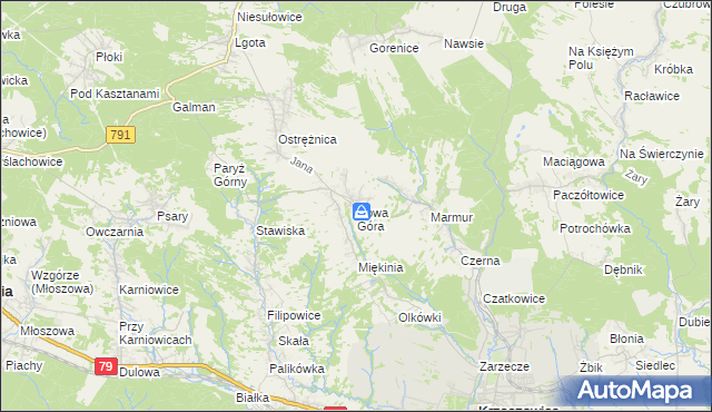 mapa Nowa Góra gmina Krzeszowice, Nowa Góra gmina Krzeszowice na mapie Targeo