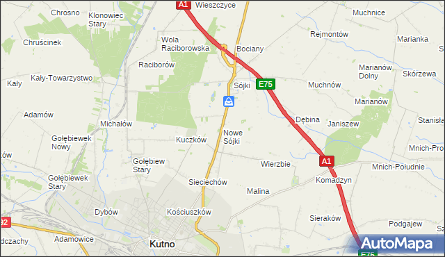 mapa Nowe Sójki, Nowe Sójki na mapie Targeo