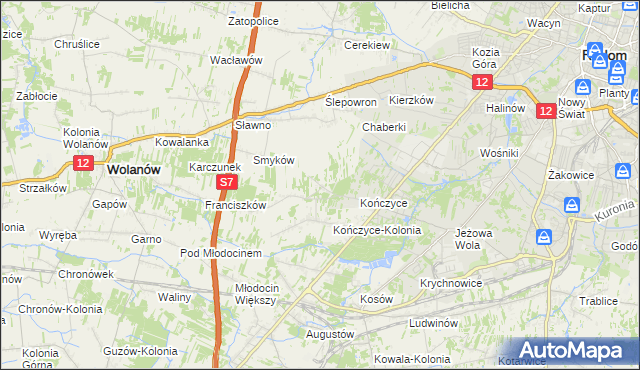 mapa Podkończyce, Podkończyce na mapie Targeo