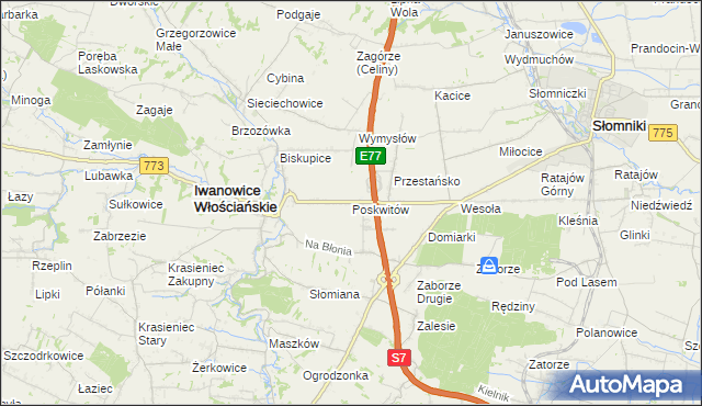 mapa Poskwitów, Poskwitów na mapie Targeo