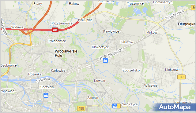 mapa Psie Pole gmina Wrocław, Psie Pole gmina Wrocław na mapie Targeo