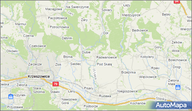 mapa Radwanowice, Radwanowice na mapie Targeo